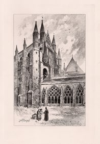 Herbert Railton South Transept of Westminster Abbey etching signed
