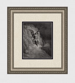 Gustave Dore Satan's Despair (Milton's Paradise Lost) c. 1880 Woodcut Signed