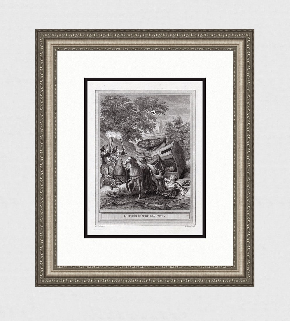 Jean Baptiste Oudry Priest and Death (Fable CXXXV) 1755-1759 engraving (1 of 1)