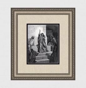 Gustave DORE 1800s Dore's Bible Wood Engraving DEBORAH Signed Framed
