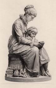 1800s Mario Raggi Antique Engraving "The Mother's Lesson" Framed