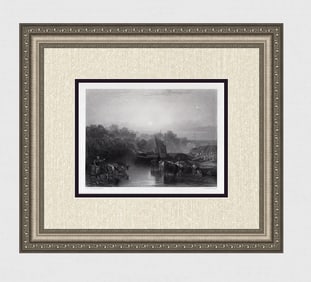 1800s JMW TURNER Engraving Abingdon, Berkshire Framed SIGNED