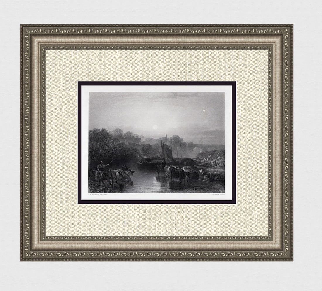 1800s JMW TURNER Engraving Abingdon, Berkshire Framed SIGNED (1 of 4)
