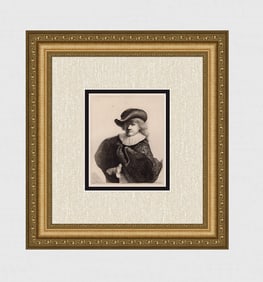 1800s REMBRANDT in Soft Hat Embroidered Cloak B7 Etching DURAND STAMPED