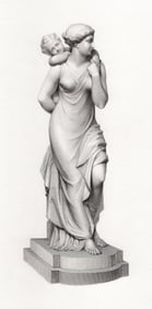 1800s Edward Bowring Stephens Engraving Mother's Love Framed