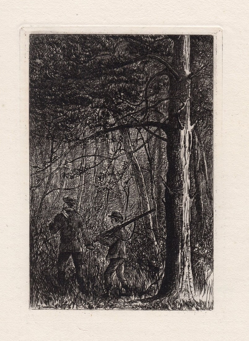 Philip Gilbert Hamerton 1873 etching In the Woods signed (1 of 2)