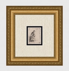 1800s REMBRANDT B170 Beggar Woman Leaning on a Stick DURAND