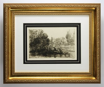 1876 Sir Francis Seymour Haden Twickenham Church etching signed