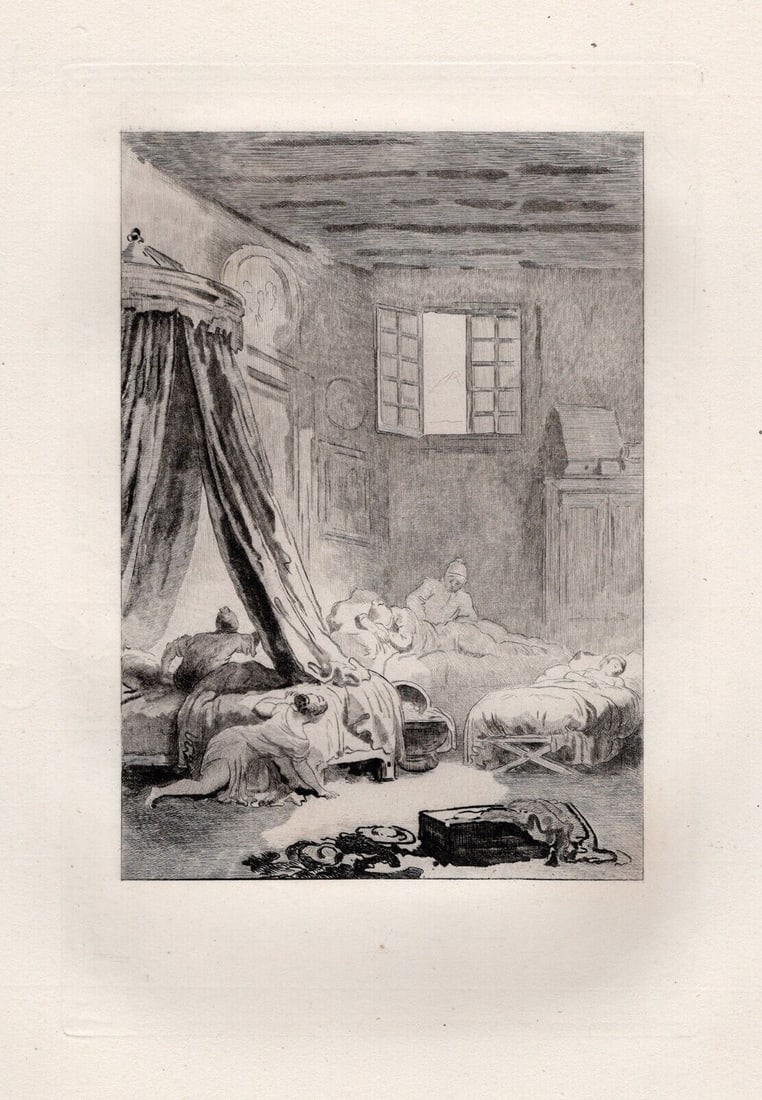 1800s Jean-Honore Fragonard Limited Etching Le Bereceau Framed (1 of 2)