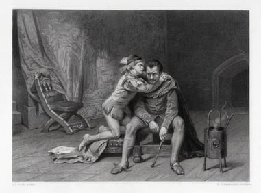 Laslett John Pott Engraving Prince Arthur and Hubert FRAMED Signed COA