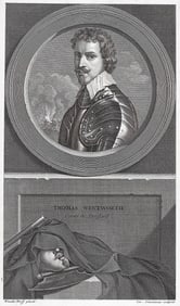 Adriaen van der Werff 1697 Engraving Thomas Wentworth, Earl of Strafford Framed
