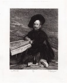 1873 Diego Velazquez A Dwarf etching signed