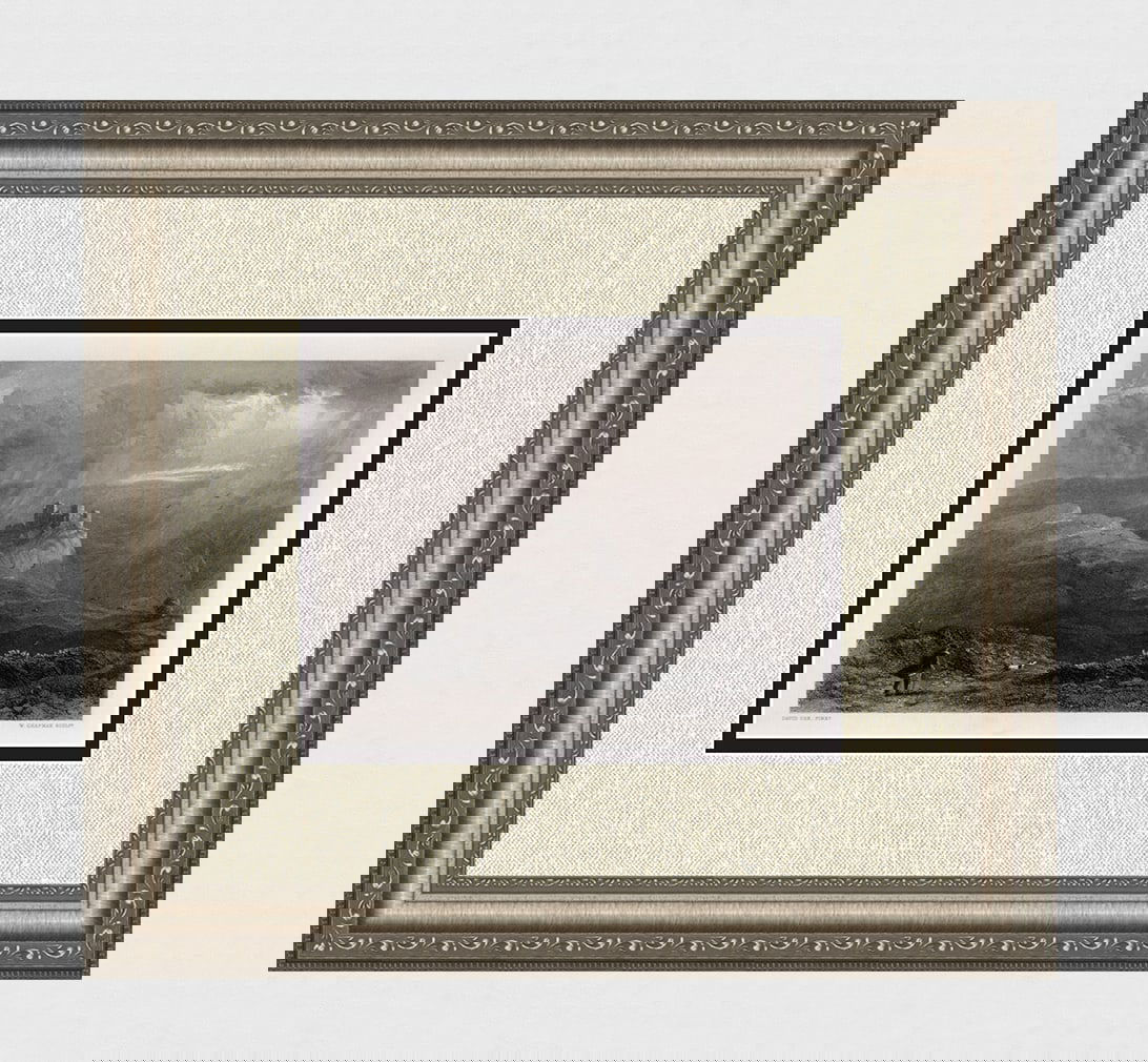 FRAMED 1800s DAVID COX Engraving View of Carreg Cennen Castle SIGNED (1 of 4)