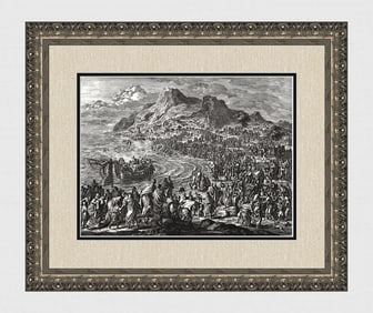 1747 Monumental Engraving Jan Luyken Jesus Teaches the Multitudes Framed