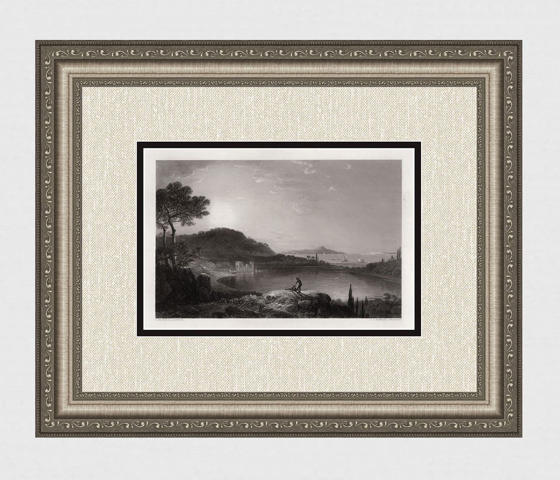 RICHARD WILSON 1800s Engraving Lago d'Averno Framed SIGNED (1 of 4)