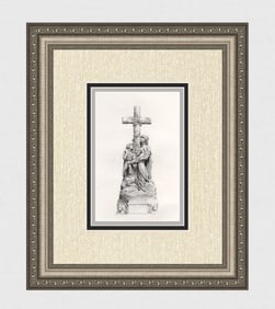 Charles Bell Birch 1800s Engraving "The Widow and Weeping Children" Framed