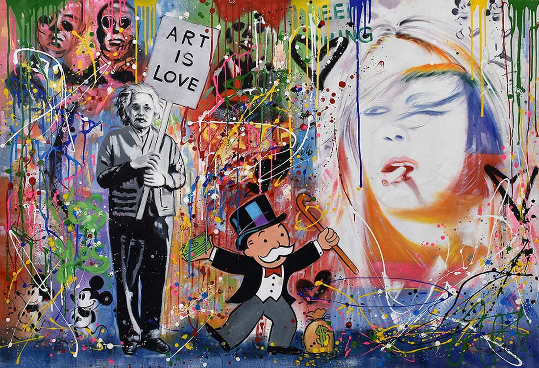 Sintek Pop Art Painting Mixed Media Art is Love 40 x 60 inches. (1 of 4)