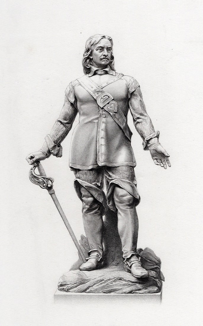 Matthew Noble 1800s Antique Engraving Oliver Cromwell Framed (1 of 2)