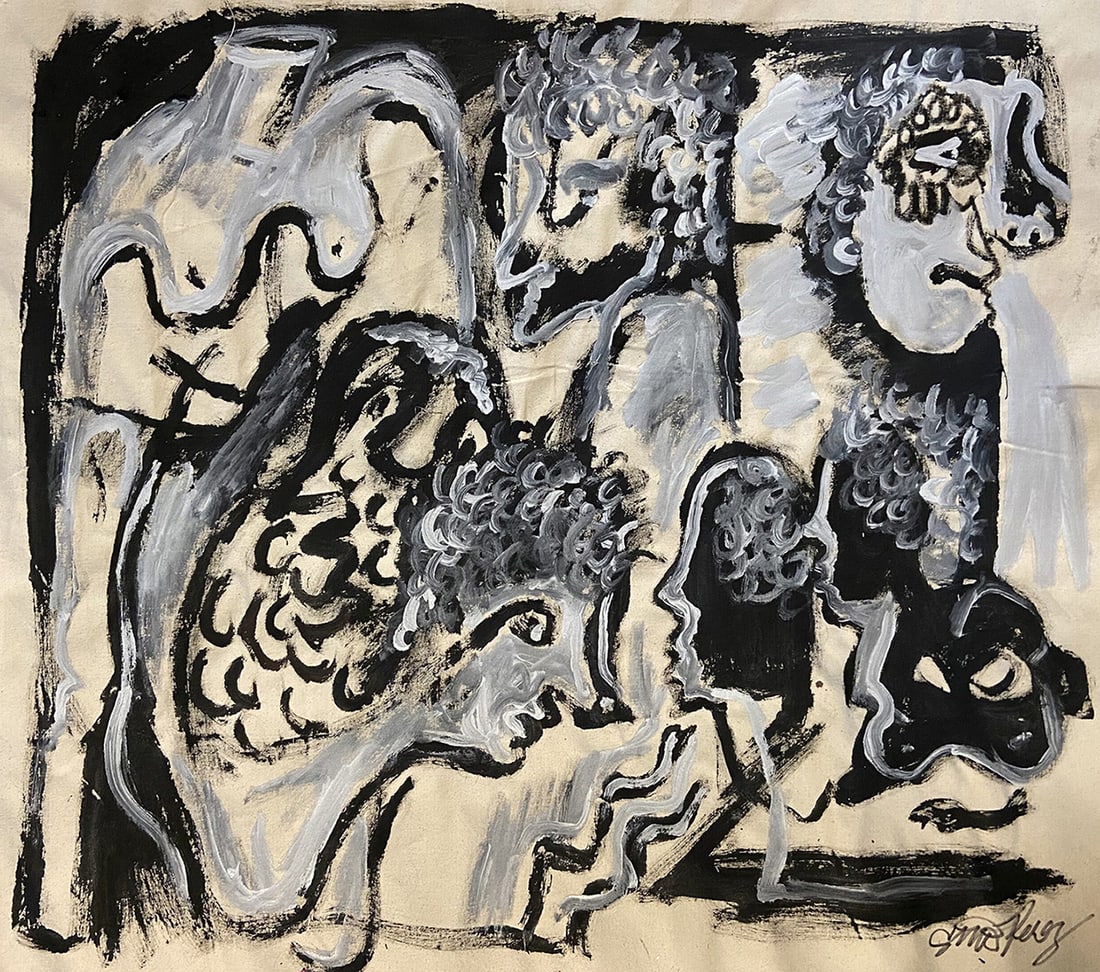 Gino Perez Caesar Original Acrylic painting 36 x 40 inches (1 of 2)