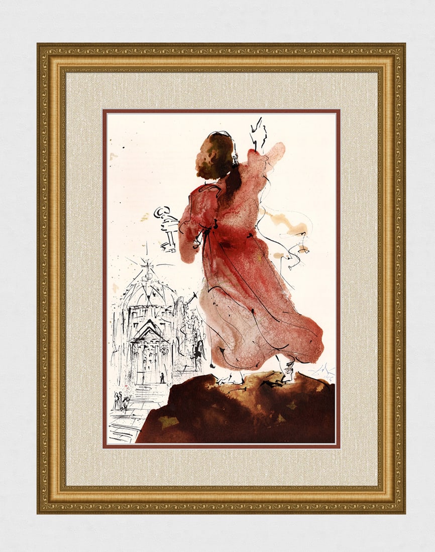 Dali Biblia Sacra 1967 Peter's Confession Framed Lithograph: Salvador Dali. "Dicit illis Iejus: Vos autem quem me esse dicitis? Respondens Simon Petrus dixit: Tu es Christus, filius Dei vivi (He said to them, "But who do you say that I am?" Simon Peter answered