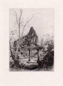 1882 Etching Alfred Louis Brunet Debaines Jervaulx Abbey