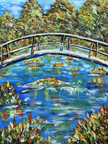 Arthur Kinslow Orginal Painting Water Lilies II 30 x 40 Inches