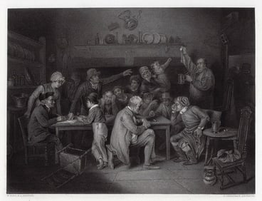 1852 Edward Bird The Raffle for the Watch engraving signed