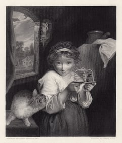 Sir Joshua Reynolds 1883 engraving The Mousetrap signed