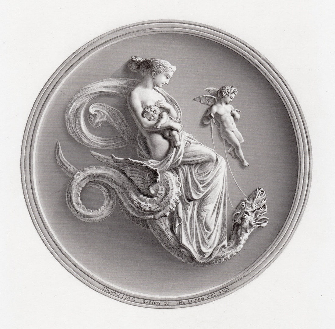 John Graham Lough Night's Swift Dragons cut the Clouds Full Fast 1870 engraving (1 of 2)