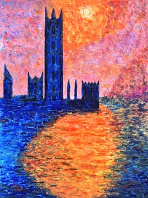 Arthur Kinslow Original Painting Parliament at Sunset 30 x 40 Inches