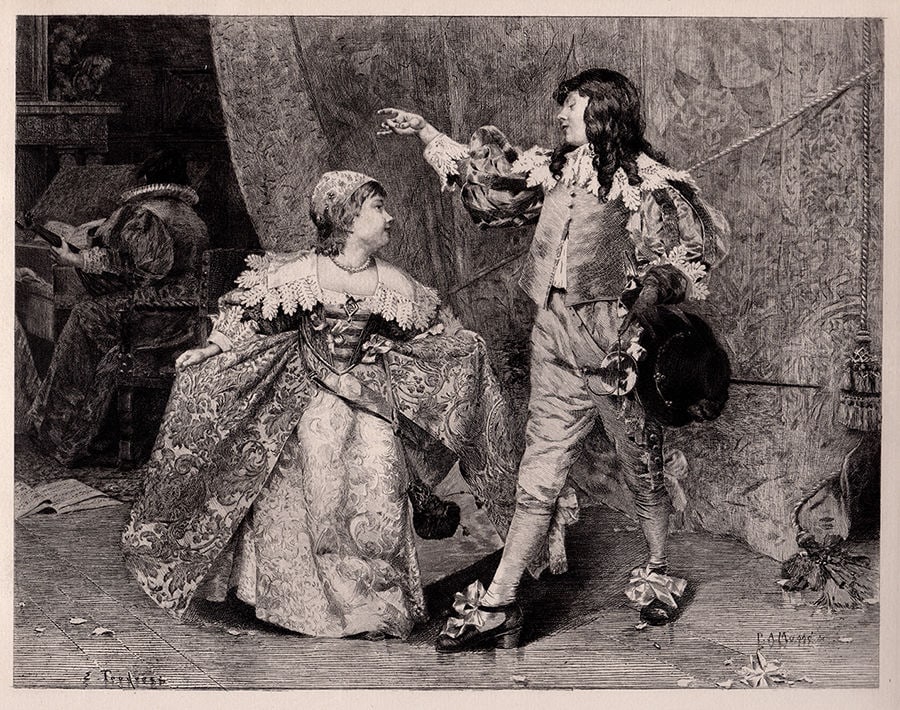 1886 Edouard Toudouze The Pavane Dance etching signed (1 of 2)