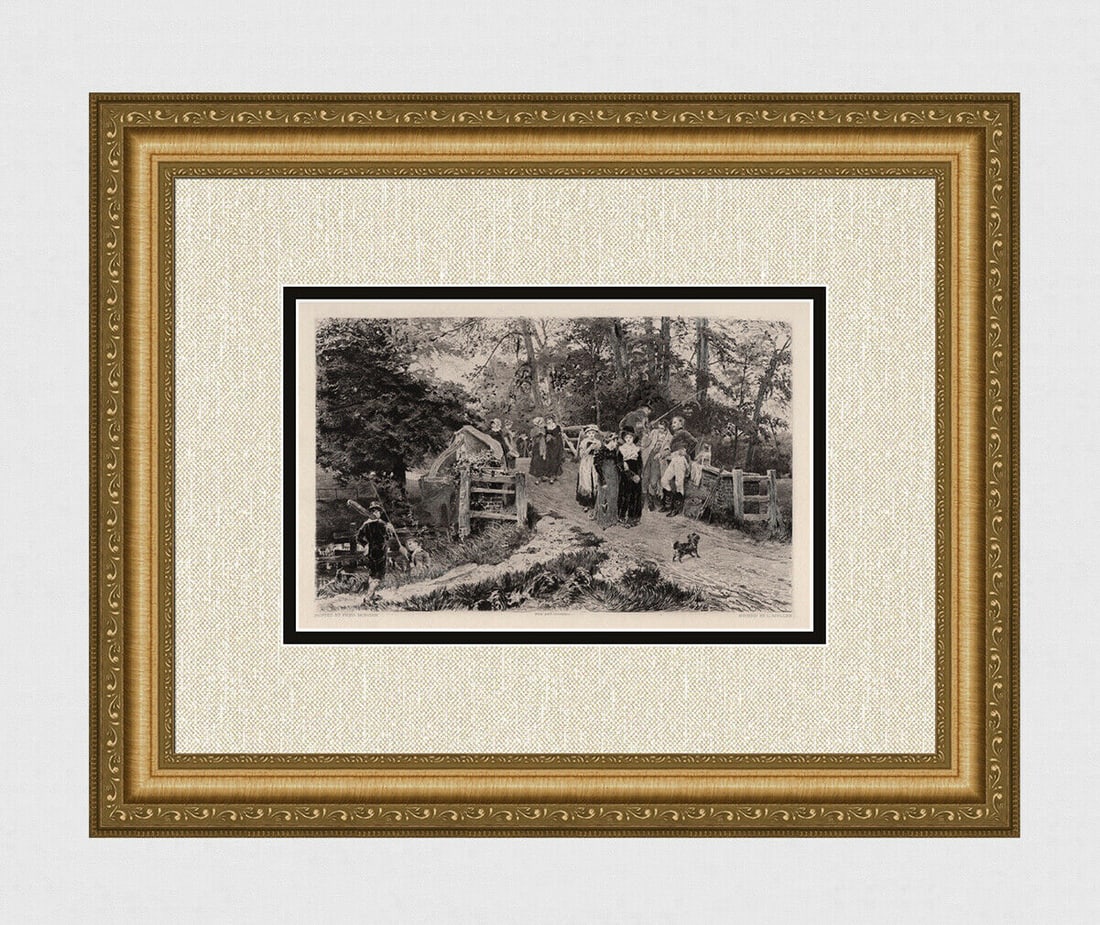 1800s Frederick Morgan Antique Etching "School Belles" FRAMED SIGNED (1 of 2)