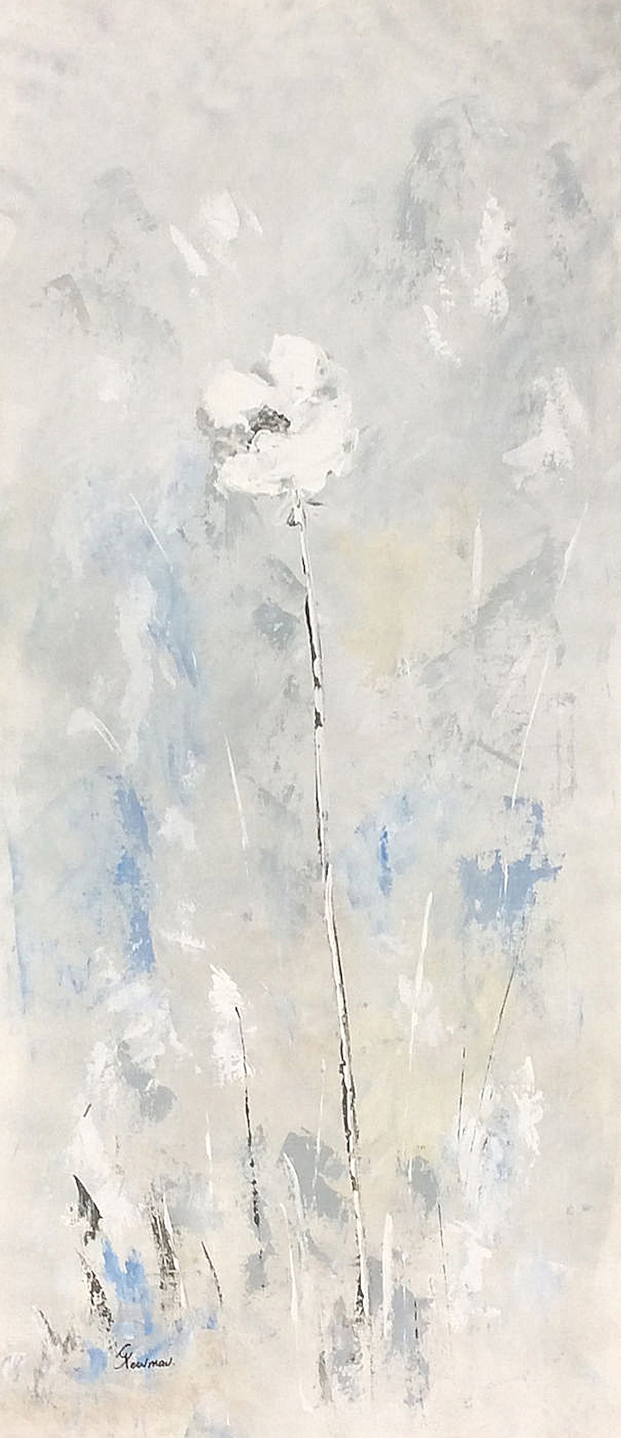 Gudrun Newman Original Painting Textured Flowers IV 16 x 40 inches (1 of 2)