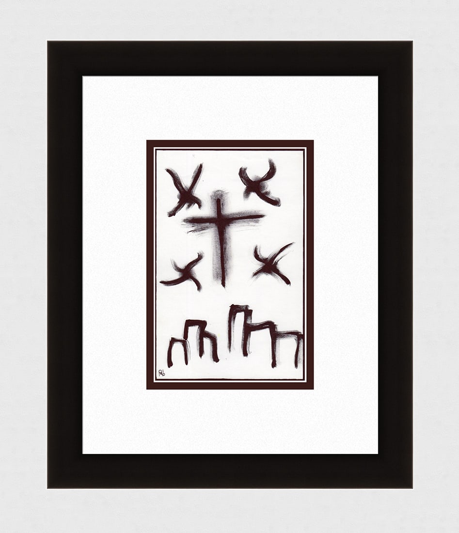 Patrick Mcdowell Original Hand Signed Ink Drawing Angels of Crucifixion Framed COA (1 of 3)