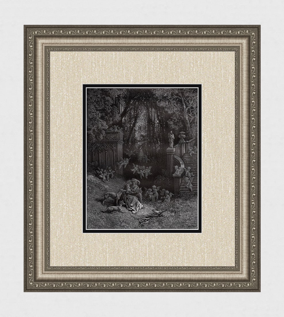 Gustave DORE 1800s Woodcut Alcina and Ruggiero as Happy Lovers SIGNED Framed (1 of 3)