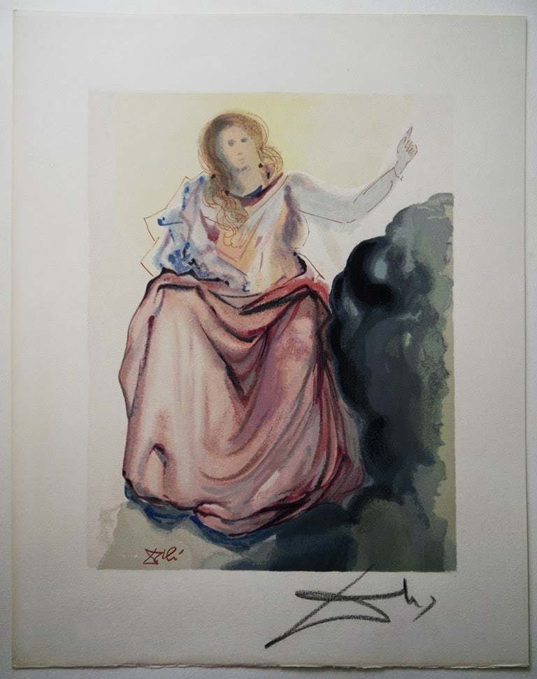 1960 Salvador Dali Beatrice Authentic Woodcut (1 of 3)