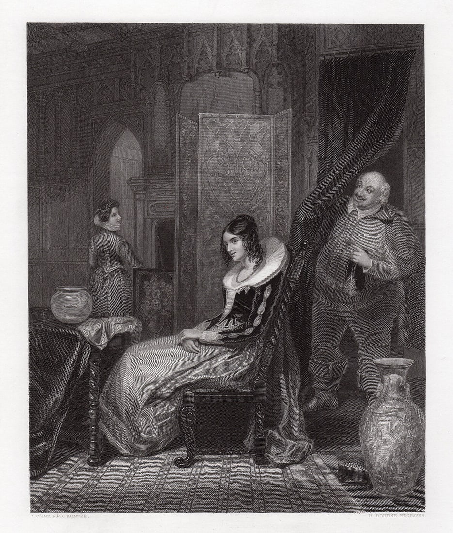 George Clint RA Falstaff and Anne Page(Shakespeare, Merry Wives of Windsor) 1853 engraving (1 of 2)