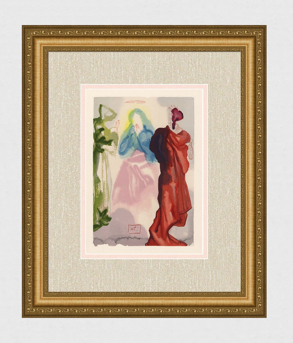 1960 Salvador Dali St Bernard Authentic Woodcut Signed Framed (1 of 3)