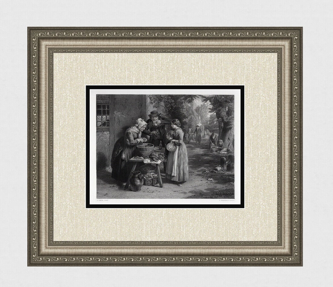 1800s George Smith Engraving "The First Day of Oysters" SIGNED Framed (1 of 4)