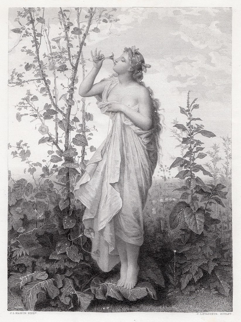 1878 Jean Louis Hamon Aurora engraving signed (1 of 2)