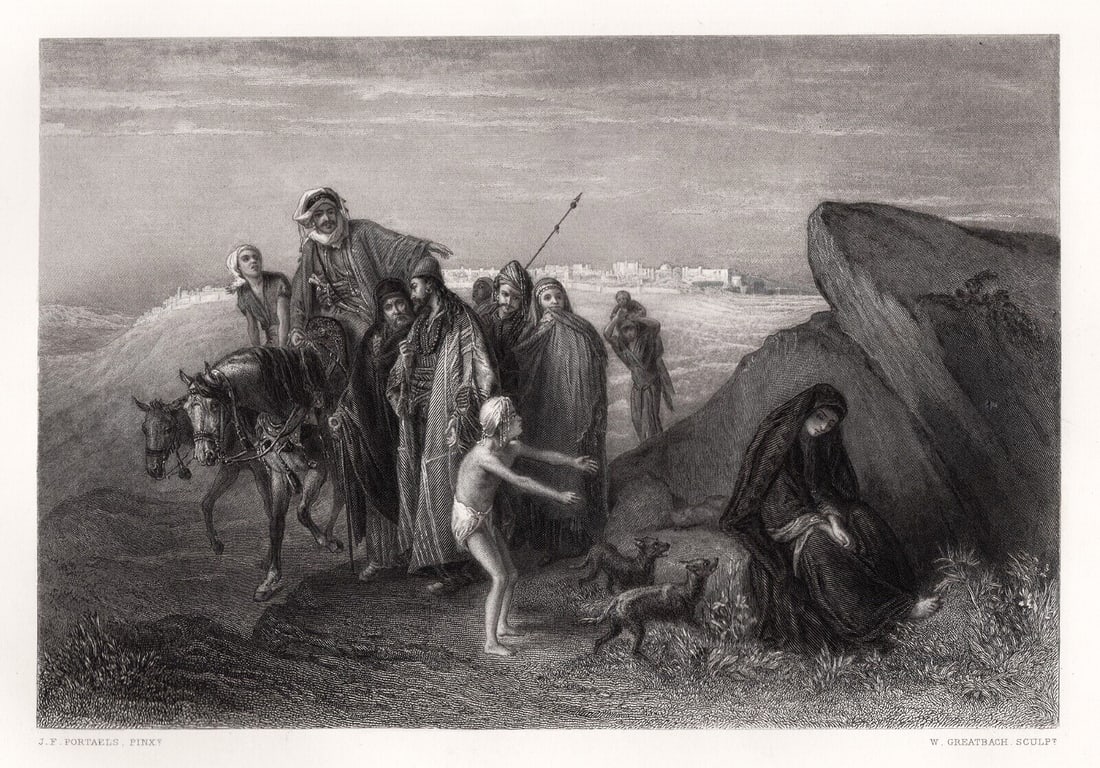 1800s Jean-Francois Portaels The Daughter of Zion Framed Signed: Jean-François Portaels (Jan Portaels) (Belgian, 1818 - 1895). The Daughter of Zion (Sion). Antique engraving after the original oil on canvas by master engraver William Greatbach (British,