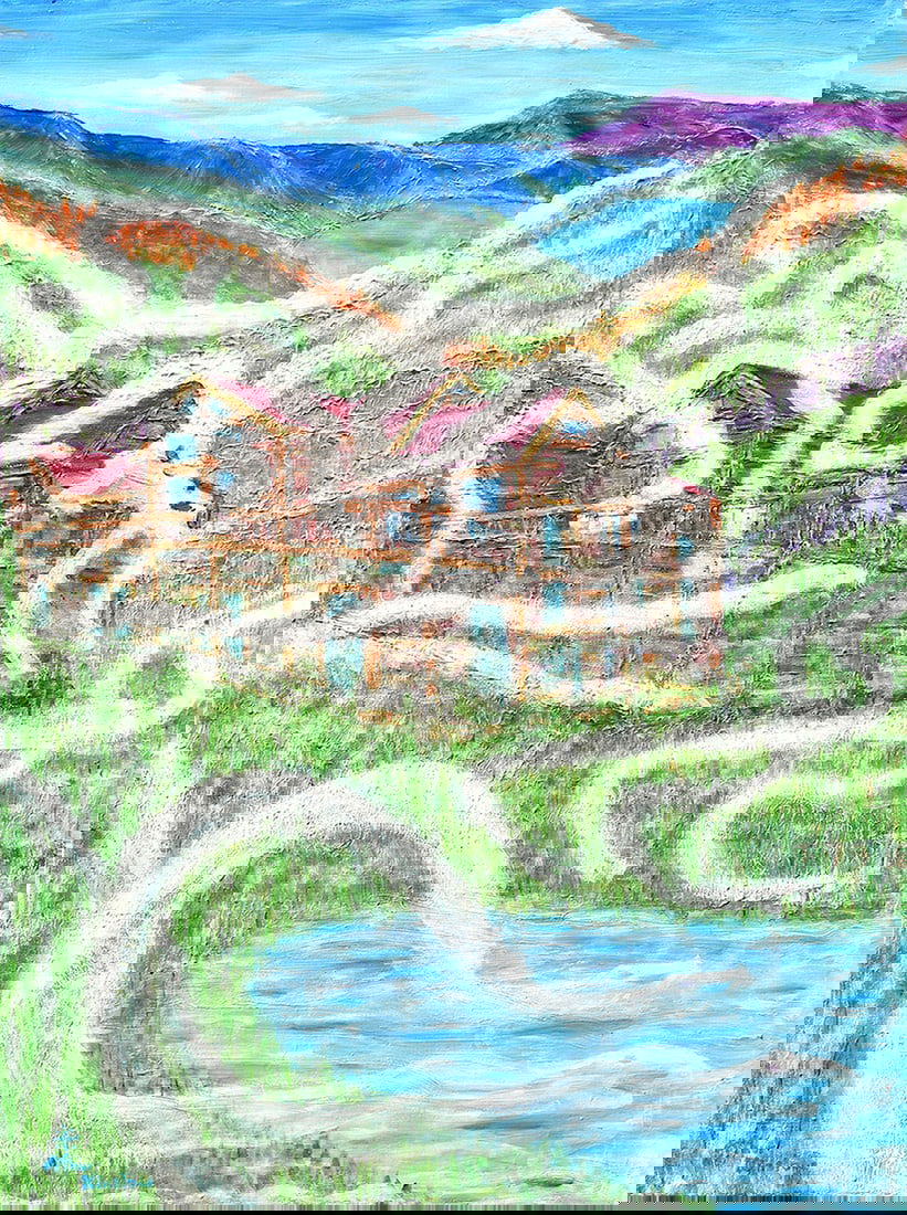 Arthur Kinslow Orginal Painting Ominous Fog 30 x 40: Arthur Kinslow ( American, 1955 - ). Ominous Fog. Original Acrylic on Canvas. Signed by the artist. Canvas Size 40 x 30 inches. Arthur Kinslow has been involved in art his entire life and believes tha