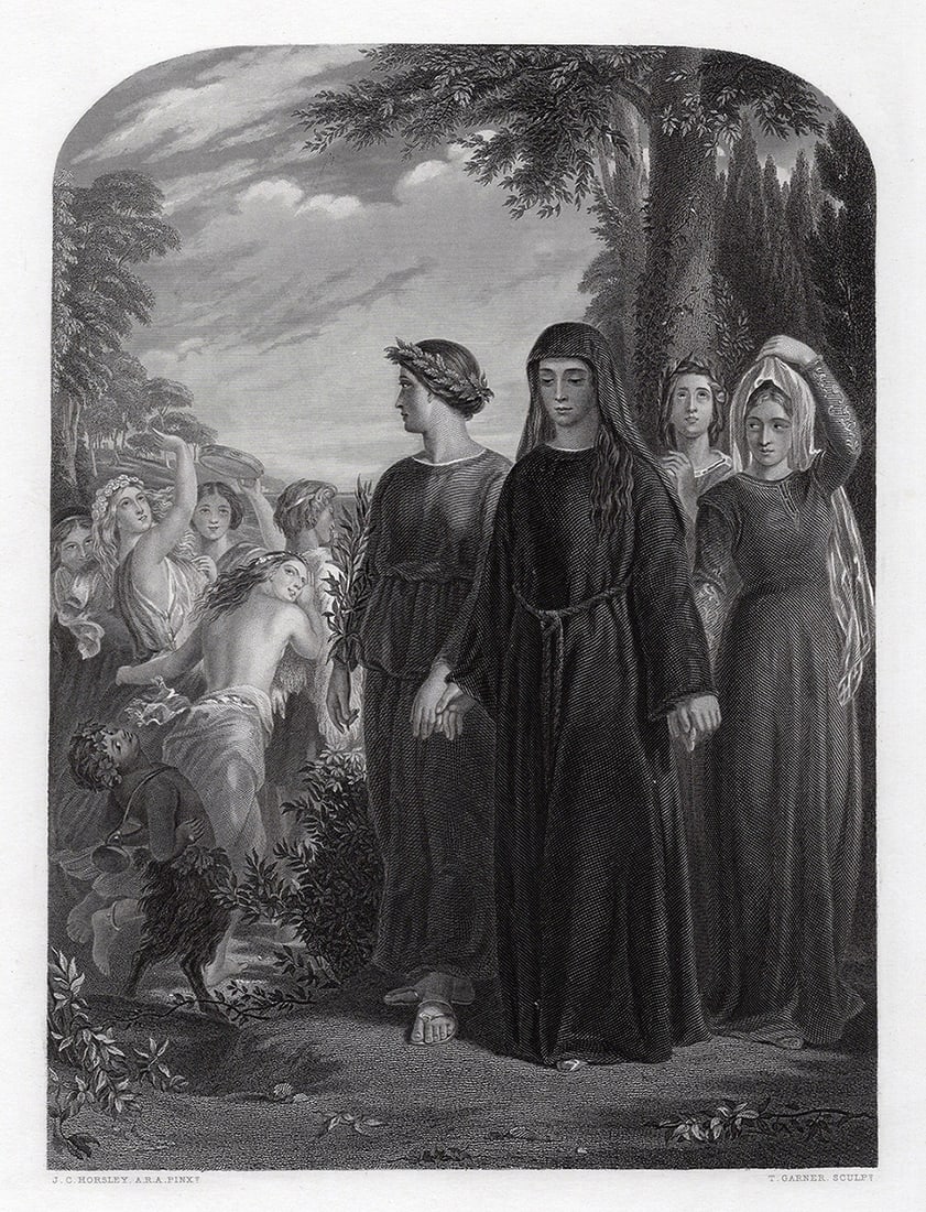 1800s John Callcott Horsley Engraving Solitude & Contemplation FRAMED SIGNED (1 of 3)