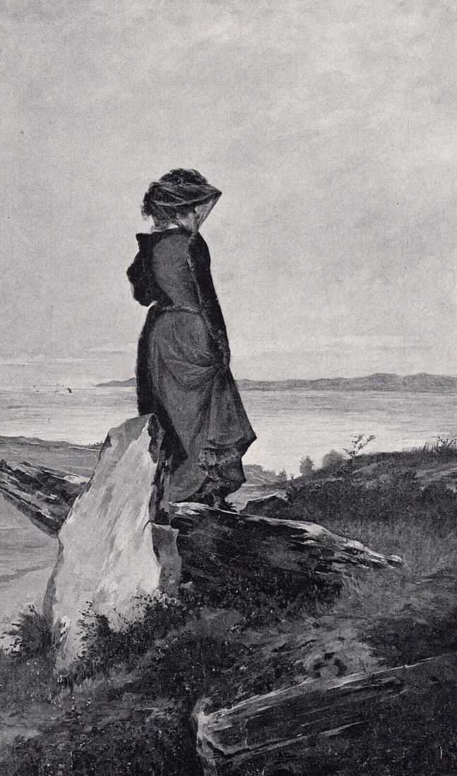 Alexandre Masson 1800s Antique Print A Retrospect Framed: Alexandre Masson (French, c. 1880). A Retrospect. Antique print after the original. Year: c. 1890. Image Size 7 x 11 3/4 inches. Framed dimensions approximately 16 x 21 inches.This piece has been prof