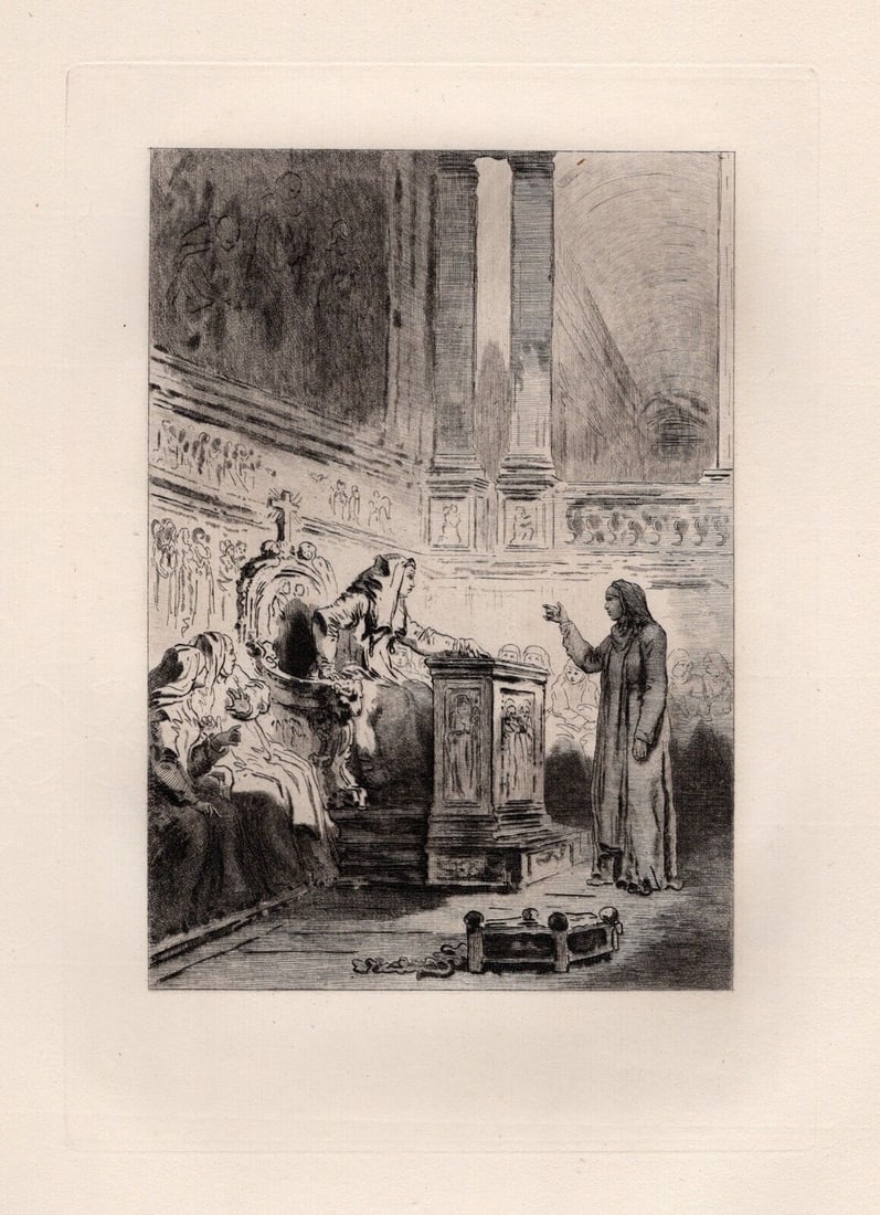 Jean-Honore FRAGONARD LIMITED 1800s Etching THE PSALTER Framed: Jean-Honore Fragonard (French, 1732 - 1806). The Psalter (Le Psautier) (from Conte de La Fontaine). Antique etching on laid paper after the original by master engraver Adolphe Martial Potemont (French