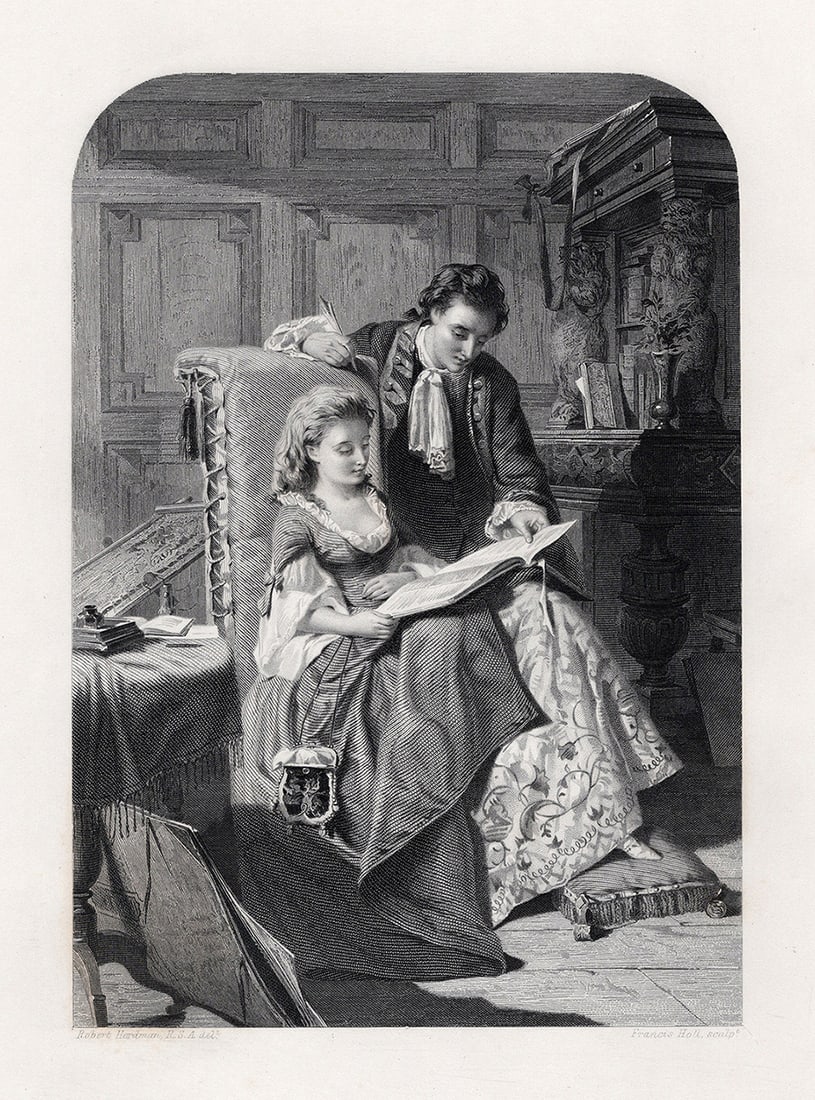 1800s Robert HERDMAN Engraving Waverly &Rose Bradwardine SIGNED Framed (1 of 3)