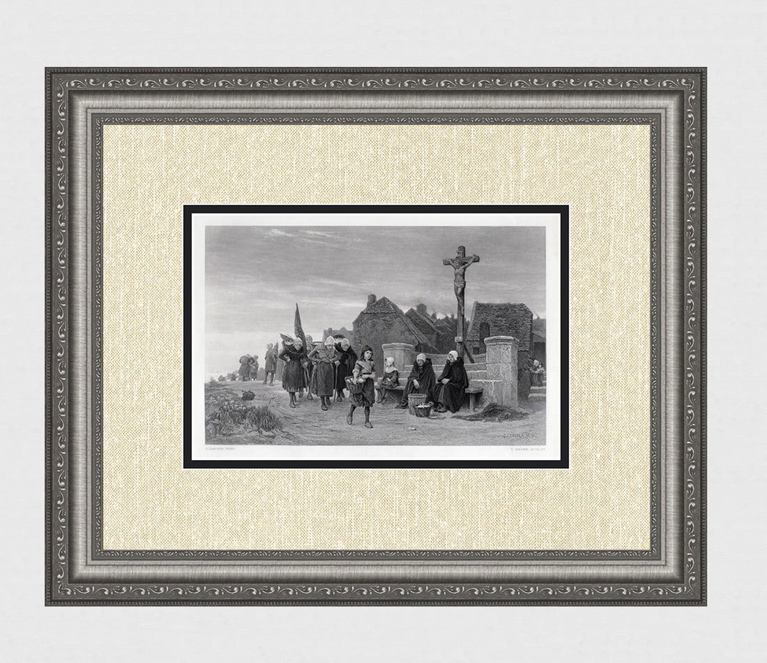 George CLAUSEN 1800s Engraving "The Great Harvest of the Sea" SIGNED Framed: Sir George Clausen (English, 1852 - 1944). The Harvest of the Sea. Antique engraving on wove paper after the original by master engraver T. Brown (British, 1820s or c. active circa). Signed and dated