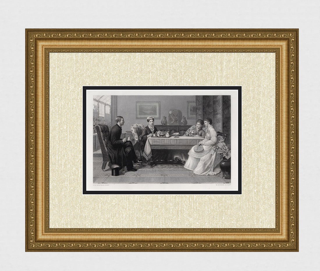 1800s David Wilkie Wynfield Engraving "The New Curate" Framed Signed (1 of 4)