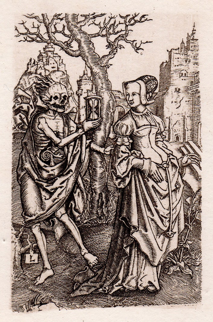 1876 Lucas van Leyden Death and the Lady engraving signed (1 of 1)