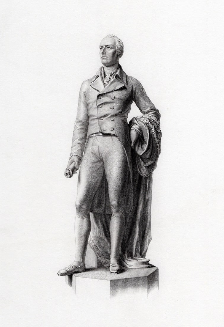 1800s Patrick McDowell Antique Engraving William Pitt Gallery Framed: Patrick McDowell (Patrick MacDowell) (British, 1799-1870). William Pitt. Antique engraving on wove paper after the original statue by master engraver William Henry Mote (British, 1803-1871). Year: 185